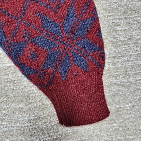 Royal North Mills Outfitters Wool Sweater Nordic Snowflake Red Blue USA Made L - Picture 7 of 13